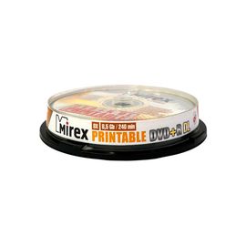  Диск DVD+R Mirex 8.5 Gb, 8x, Cake Box (10), Ink Printable, Dual Layer 