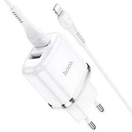  СЗУ HOCO N4 Aspiring 2USB +Lightning 2.4A, белый 