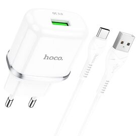  СЗУ HOCO N3 Special single port QC3.0 + Type-C (EU), white 