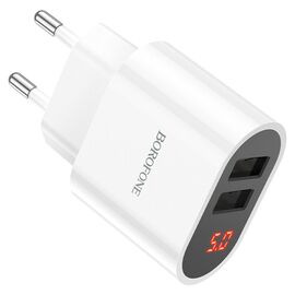  СЗУ Borofone BA63A Richy dual port 5V/2.4A digital display (белый) 