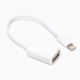  Кабель OTG - Apple lightning RockBox 10 см, белый 