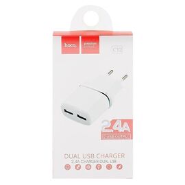  Адаптер Сетевой Hoco C12 2USB/5V/2.4A (white) 
