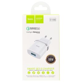  Адаптер Сетевой Hoco C12Q 1USB/5V/3A PD18W+QC3.0 (white) 