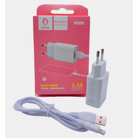  СЗУ 2в1 Denmen DC01L, Apple 8 pin, 2.4А, 1 USB, 5V, 1.0 м, белый, фирменная упаковка 