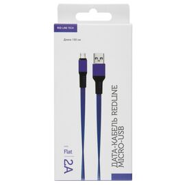  Дата-Кабель Red Line Flat USB - Micro USB, синий 