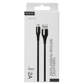  Дата-Кабель Red Line Razor USB - Lightning, черно-серый 