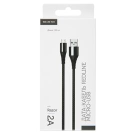  Дата-Кабель Red Line Razor USB - Micro USB, черно-серый 