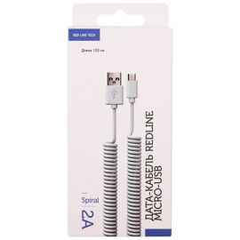 Дата-Кабель Red Line Spiral USB - Micro USB, белый 