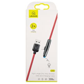  Дата-Кабель USAMS-U34 USB - Lightning с индикатором, боковой, красный (SJ362USB02) 