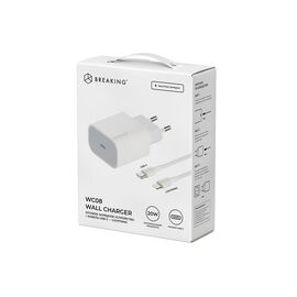  СЗУ Breaking WC08, USB-C, PD 20W + кабель Type-C - Lightning (Белый) 