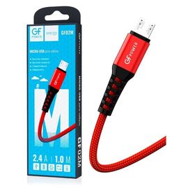  Кабель GFPower 02M USB (m)-microUSB (m) 1.0м 2.4A нейлон красный (1/200/800) 