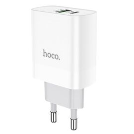  Адаптер Сетевой Hoco C80A Rapido 1USB, 1Type-C/5V/3.1A PD20W+QC3.0(129283) 