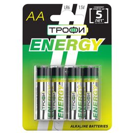  Батарейка AA Трофи LR6 ENERGY Alkaline (4-BL) (40/720) (211756) 