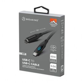  Кабель Breaking K18, USB-C - USB-C, 1,2м, MOUNTAIN SERIES (Черный) 