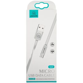  Дата-Кабель USAMS-U2 USB - micro USB, плоский, белый (SJ201MIC02) 