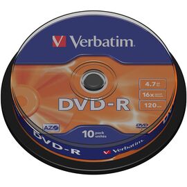  Диск DVD-R Verbatim 4.7Gb 16x Cake Box (10шт) (43523) 
