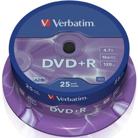  Диск DVD+R Verbatim 4.7Gb 16x Cake Box (25шт) 43500 