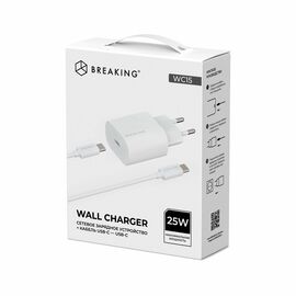  СЗУ Breaking WC15, USB-C, PD 25W, 3A + кабель USB-C - USB-C (Белый) 