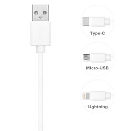  Дата-кабель PERO DC-03 Type-C, 3А, 1м, белый (Fast Charge) 