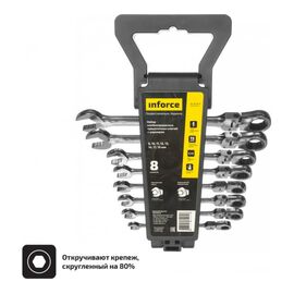  Набор ключей комбинированных Inforce 06-05-52 шарнирных с трещоткой 8 предметов 