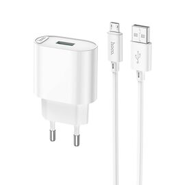  Адаптер Сетевой с кабелем Hoco C109A QC3.0 USB 3A/18W (USB/Micro) (white) (221581) 