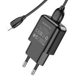  СЗУ Borofone BA64A Single port charger set Lightning (EU) (черный) 