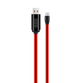  Кабель USB HOCO U29 LED displayed timing USB - MicroUSB, 2А, 1.2 м, красный+черный 