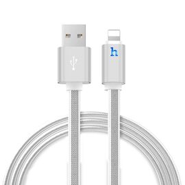  Кабель USB HOCO UPL12 Metal Jelly USB - Lightning, 2.1А, 2 м, серебристый 