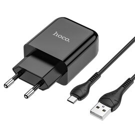  Сетевое зарядное устройство HOCO N2 Vigour single 1xUSB с Кабелем USB - Micro, 2A, 10W, черный 