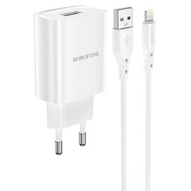  Сетевое зарядное устройство BOROFONE BN1 Innovative 1xUSB с Кабелем USB - Lightning, 2.1A, 5W, белый 