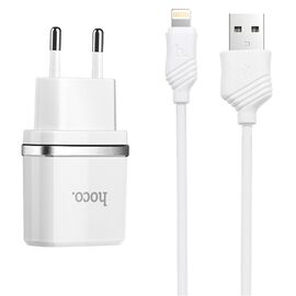  Сетевое зарядное устройство HOCO C11 Smart 1xUSB с Кабелем USB - Lightning, 1A, 5W, белый 