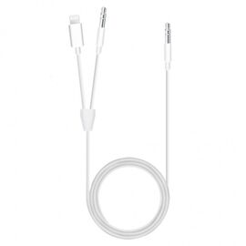  Переходник  MH030, Lightning/Dual 3.5 AUX, 1 м, белый 