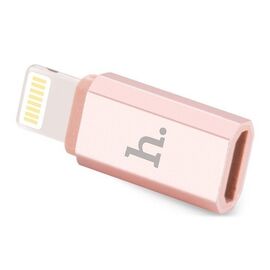  Переходник HOCO, MicroUSB - Lightning, розовое золото 