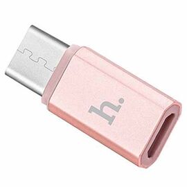  Переходник HOCO, MicroUSB - Type-C, розовое золото 