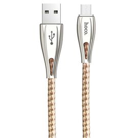  Кабель USB HOCO U56 Metal armor USB - MicroUSB, 2.4А, 1.2 м, золотой 