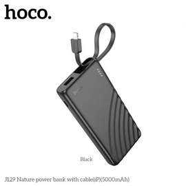  Аккумулятор внешний резервный HOCO J129 Nature with cable (iP) 5000mAh (black) 