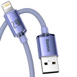  Кабель USB - Lightning Baseus Crystal Shine Series Fast Charging Data Cable 2.4A 2m, нейлон , CAJY000105 (Purple) 