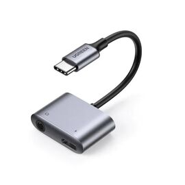  Адаптер UGreen CM231 (60164) USB-C to 3.5mm Audio Adapter with PD серый 