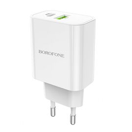  СЗУ BOROFONE BA55A Crown speed 2USB, PD20W, QC3.0 charger (белый) 