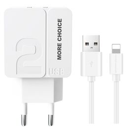  СЗУ 2USB 2.4A для Lightning 8-pin More choice NC46i 1м (White White) 