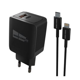  СЗУ  Smart 2USB 3.0A PD 20W+QC3.0 быстрая зарядка для Lighting Type-C More choice NC71Si (Black) 