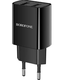  Сетевое зарядное устройство 2USB 2.1A в комплекте с кабелем Apple 8-pin Borofone BA53A 1м (Black) 
