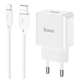  СЗУ 1USB 2.1A для Lightning 8-pin Hoco C106A 1м (White) 