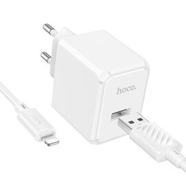  СЗУ 1USB 2.1A для Lightning 8-pin Hoco CS11A 1м (White) 