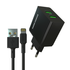  PURE СЗУ 2USB 2.4A для Lightning 8-pin More choice NC11i (Black) 