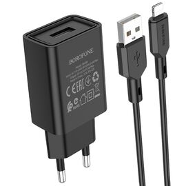  СЗУ 1USB 2.1A для Lightning 8-pin Borofone BA68A 1м (Black) 