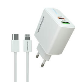  СЗУ 1USB+1USB-C 3.0A PD 20W+QC3.0 быстрая зарядка для Lightning 8-pin Type-C More choice NC61i (White) 