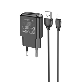  СЗУ 1USB 2.1A для Lightning 8-pin Borofone BA64A 1м (Black) 