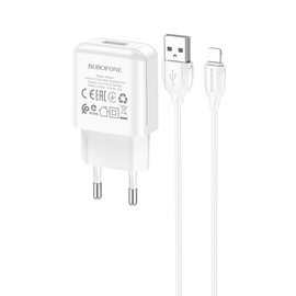 СЗУ 1USB 2.1A для Lightning 8-pin Borofone BA64A 1м (White) 