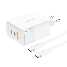  СЗУ Foneng GAN65 USB/2*USB-C PD65W GaN + кабель Type-C to Type-C, 1М(White) 